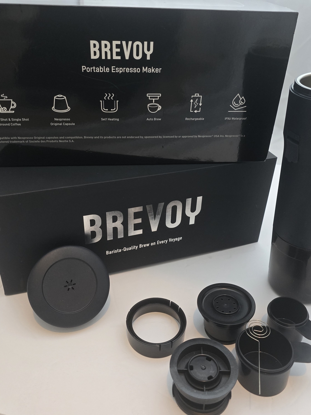 BREVOY Portable Espresso Maker with Accessories - Black